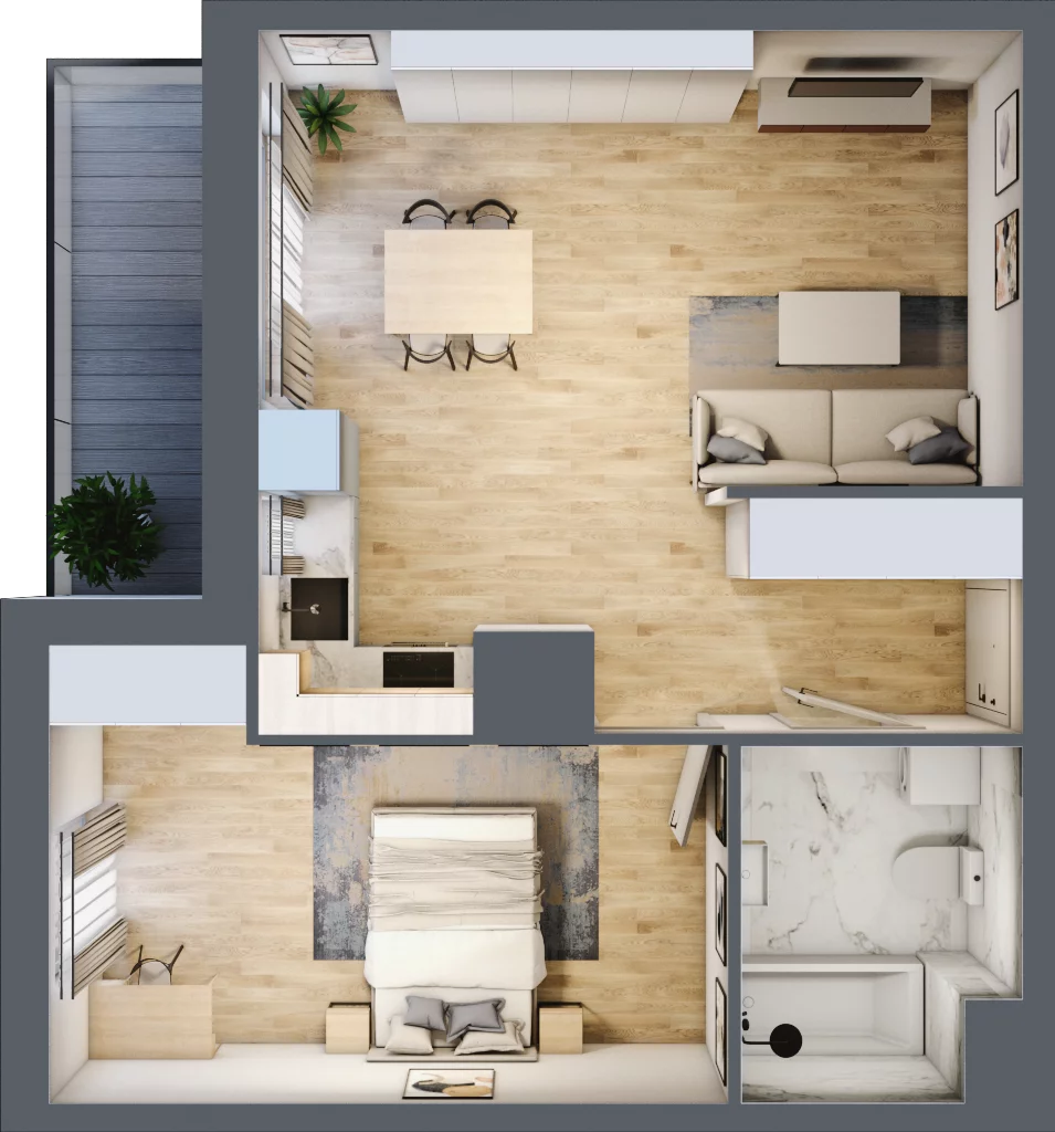 2 pokoje, mieszkanie 48,29 m², piętro 10, oferta nr 2.A76, Niebieski Bursztyn II, Reda, ul. Bosmańska
