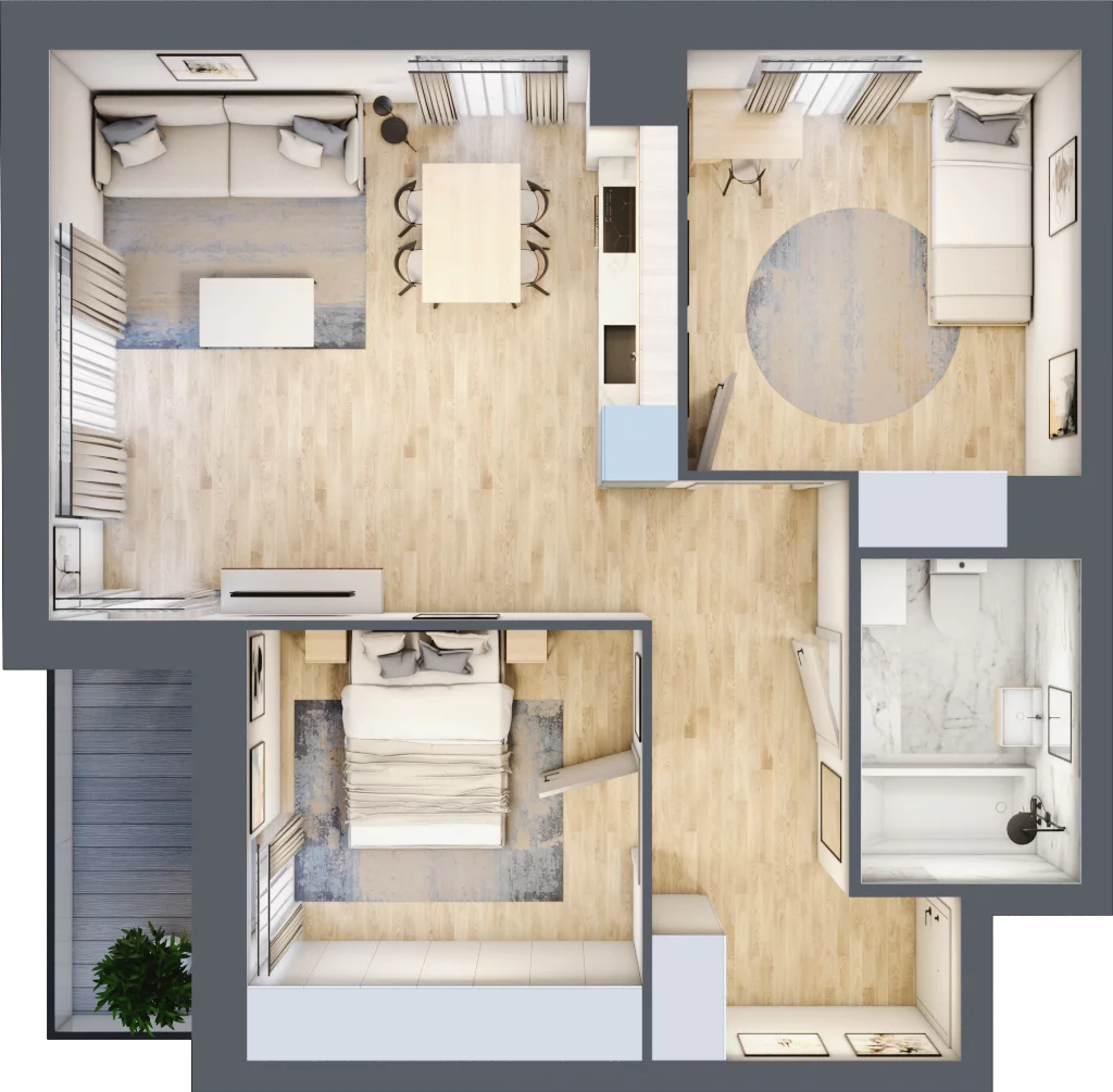 3 pokoje, mieszkanie 56,15 m², piętro 8, oferta nr 2.A60, Niebieski Bursztyn II, Reda, ul. Bosmańska