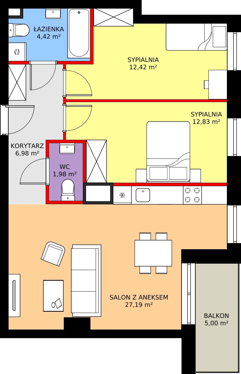 Zalety mieszkania 65.82 m², 2.A28