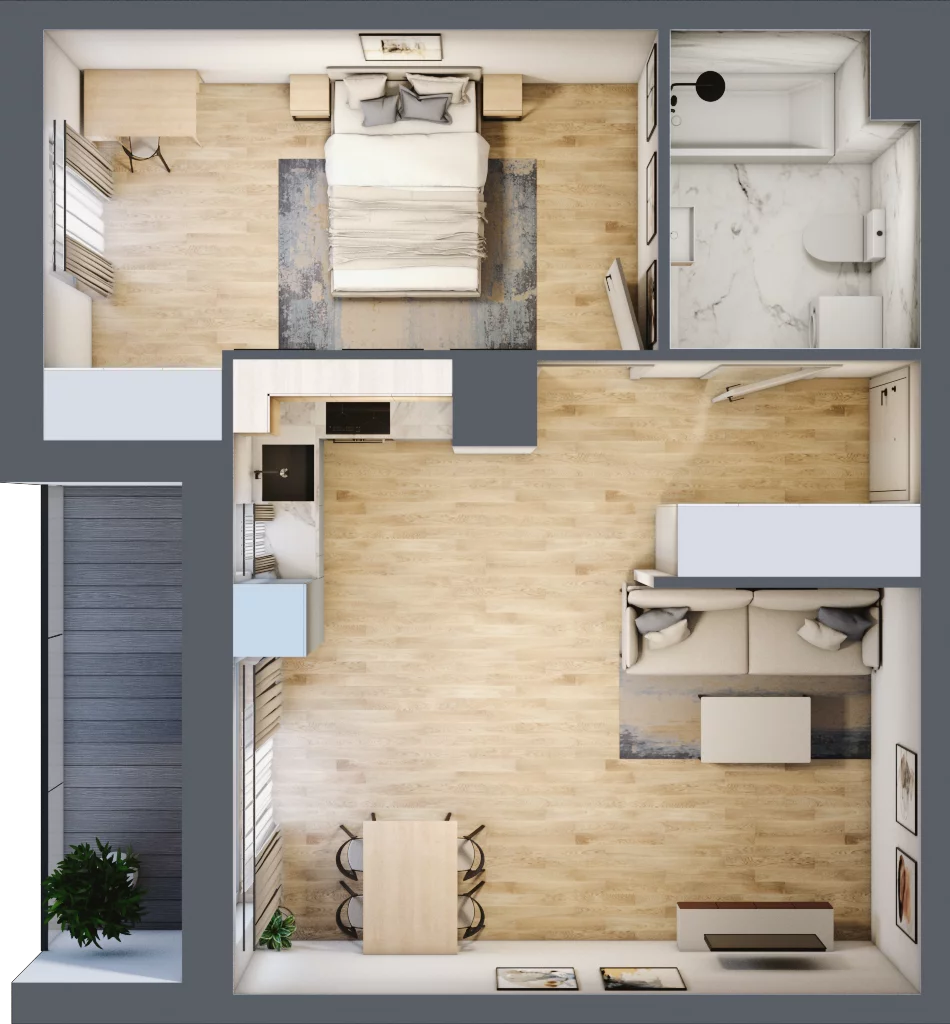 2 pokoje, mieszkanie 47,89 m², piętro 3, oferta nr 2.A14, Niebieski Bursztyn II, Reda, ul. Bosmańska