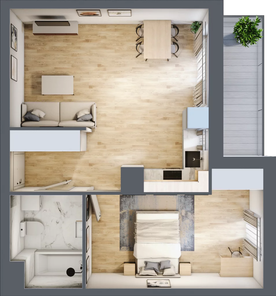 2 pokoje, mieszkanie 48,14 m², piętro 6, oferta nr 2.A44, Niebieski Bursztyn II, Reda, ul. Bosmańska
