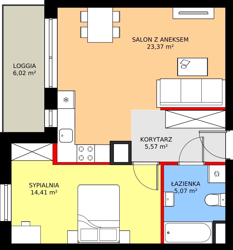 Zalety mieszkania 48.42 m², 2.A66