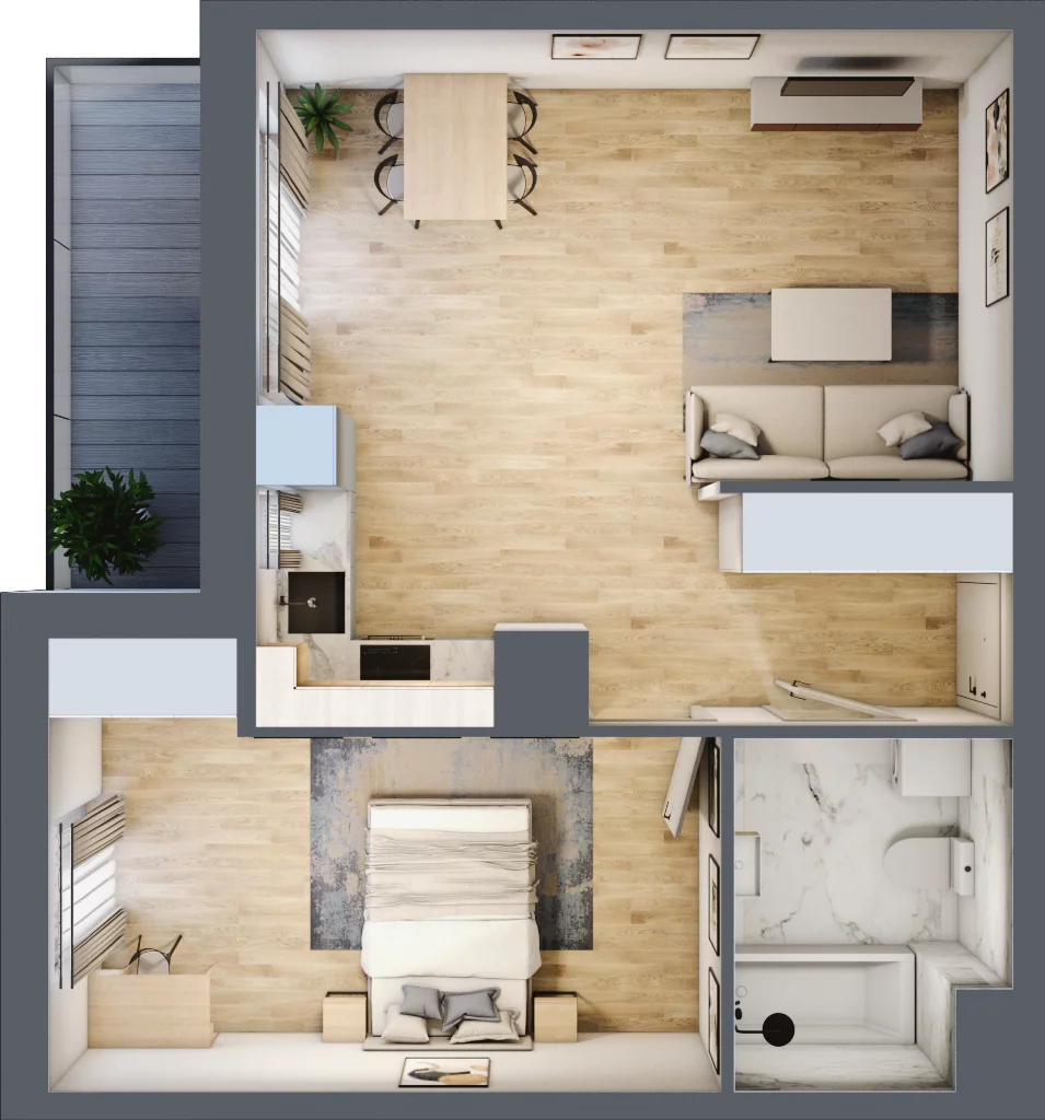 2 pokoje, mieszkanie 48,42 m², piętro 9, oferta nr 2.A66, Niebieski Bursztyn II, Reda, ul. Bosmańska