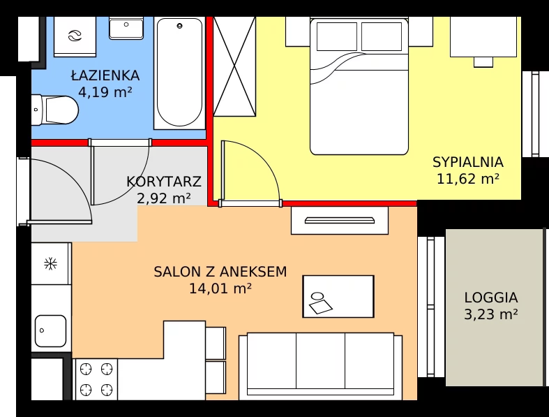 Zalety mieszkania 32.74 m², 2.A63