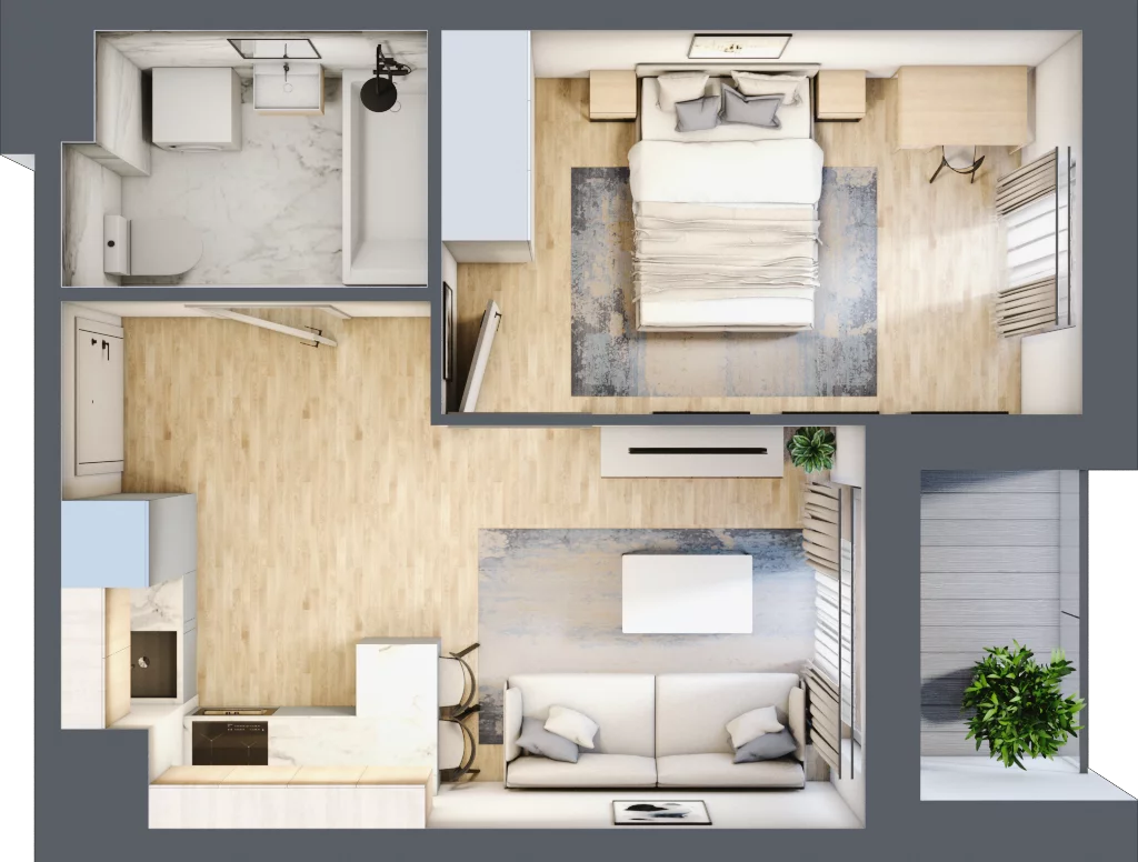 2 pokoje, mieszkanie 32,74 m², piętro 8, oferta nr 2.A63, Niebieski Bursztyn II, Reda, ul. Bosmańska