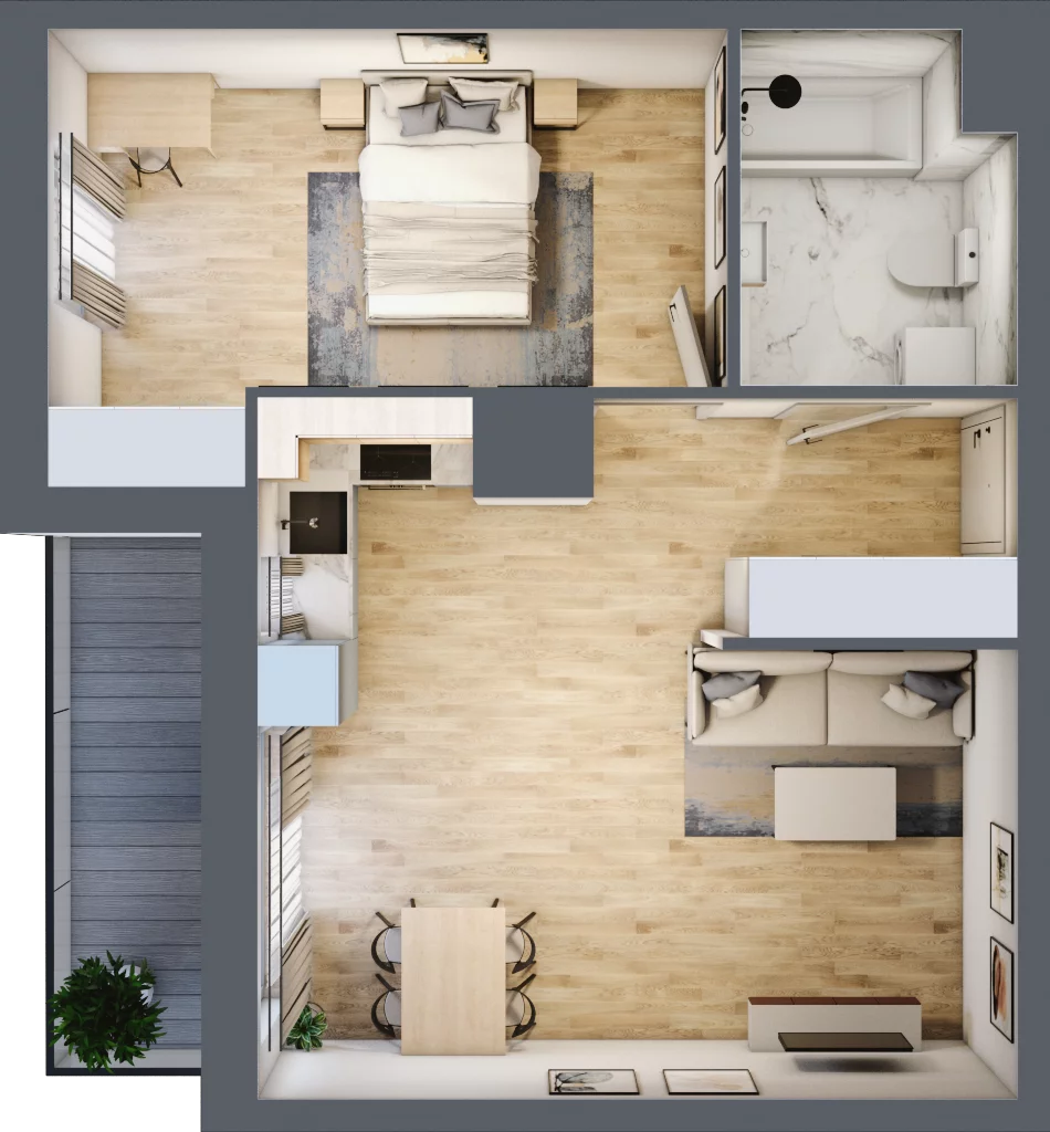 2 pokoje, mieszkanie 48,28 m², piętro 10, oferta nr 2.A75, Niebieski Bursztyn II, Reda, ul. Bosmańska