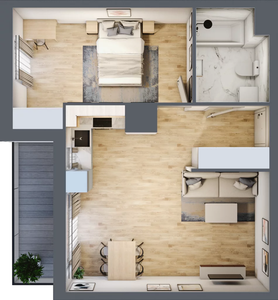 2 pokoje, mieszkanie 48,55 m², piętro 14, oferta nr 2.A110, Niebieski Bursztyn II, Reda, ul. Bosmańska