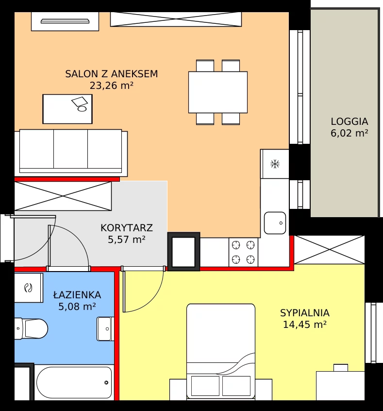 Zalety mieszkania 48.36 m², 2.A53
