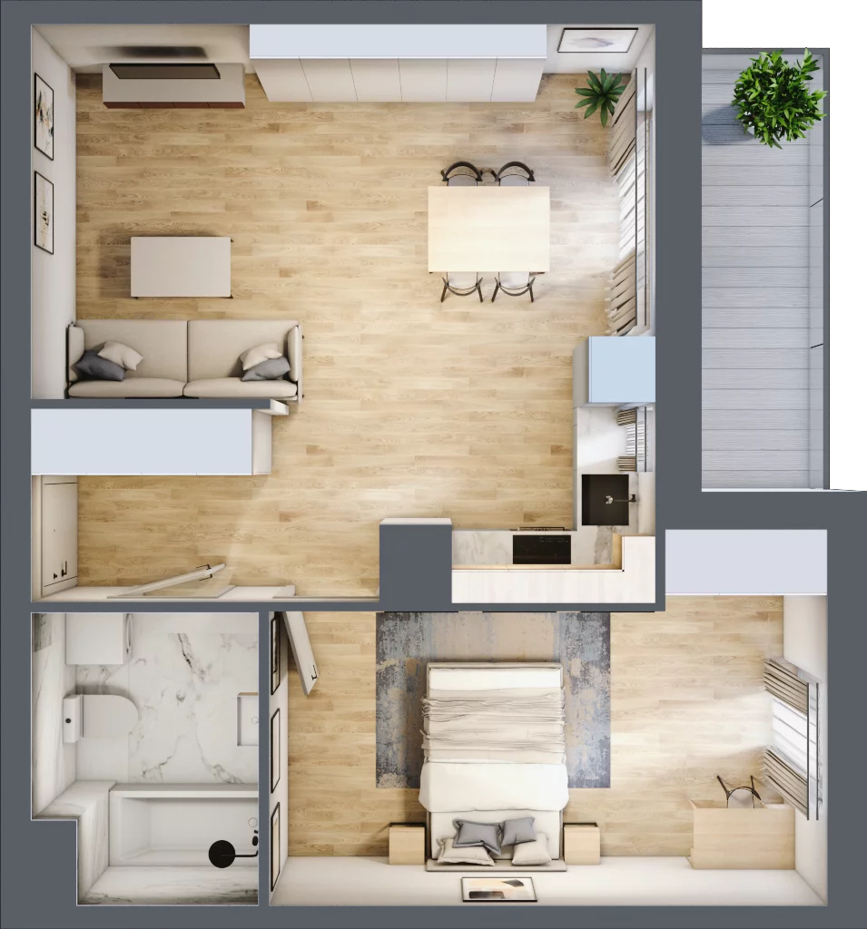 2 pokoje, mieszkanie 48,36 m², piętro 7, oferta nr 2.A53, Niebieski Bursztyn II, Reda, ul. Bosmańska