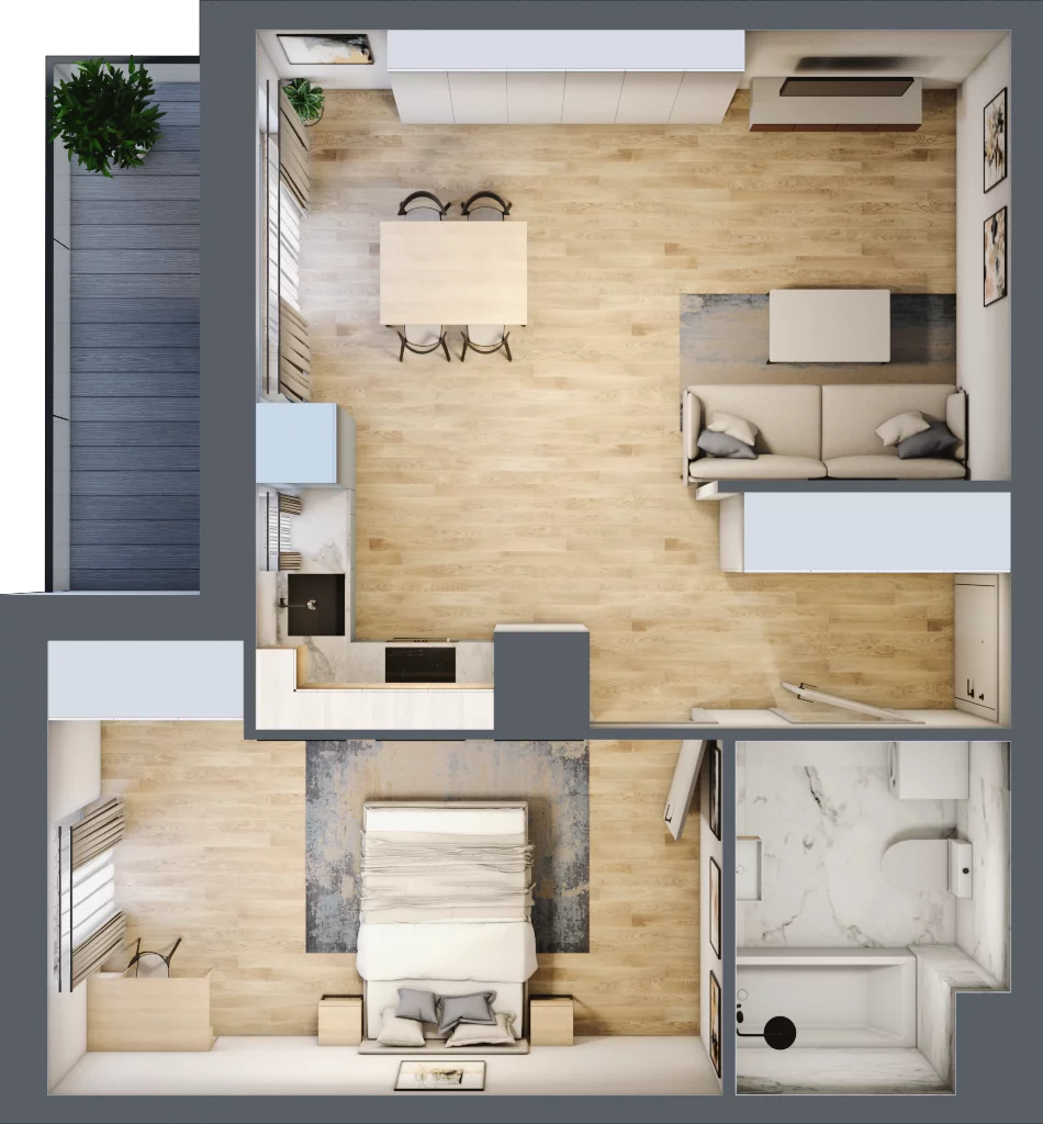 2 pokoje, mieszkanie 48,47 m², piętro 9, oferta nr 2.A68, Niebieski Bursztyn II, Reda, ul. Bosmańska