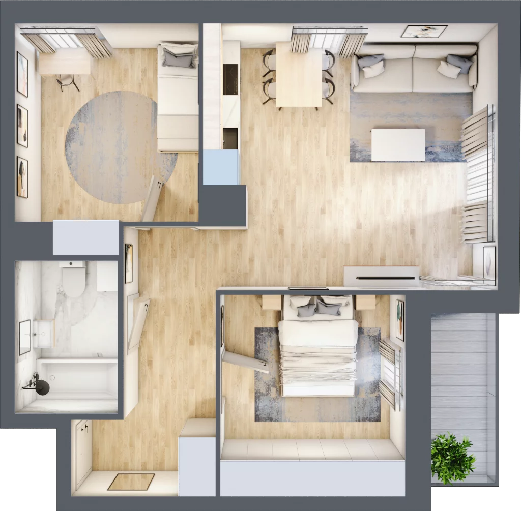 3 pokoje, mieszkanie 55,99 m², piętro 9, oferta nr 2.A70, Niebieski Bursztyn II, Reda, ul. Bosmańska