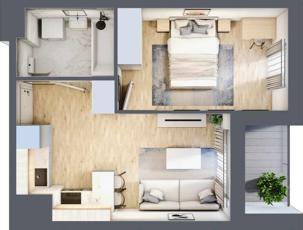 2 pokoje, mieszkanie 32,50 m², piętro 15, oferta nr 2.A124, Niebieski Bursztyn II, Reda, ul. Bosmańska