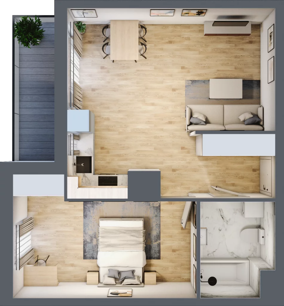 2 pokoje, mieszkanie 48,55 m², piętro 15, oferta nr 2.A118, Niebieski Bursztyn II, Reda, ul. Bosmańska