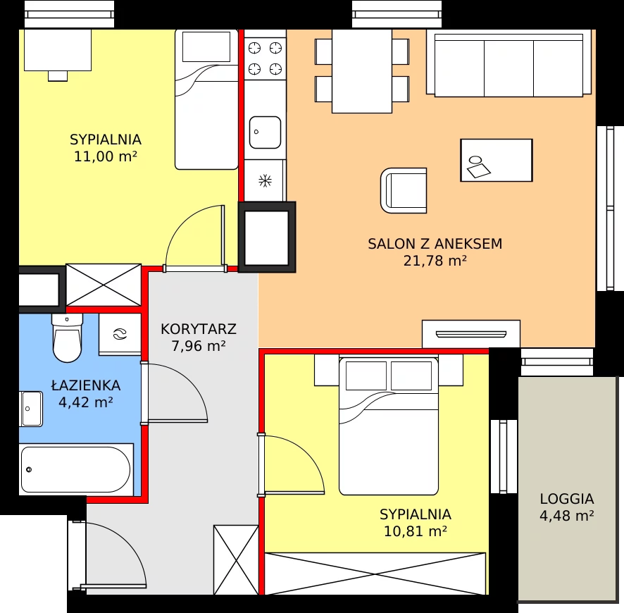 Zalety mieszkania 55.97 m², 2.A96
