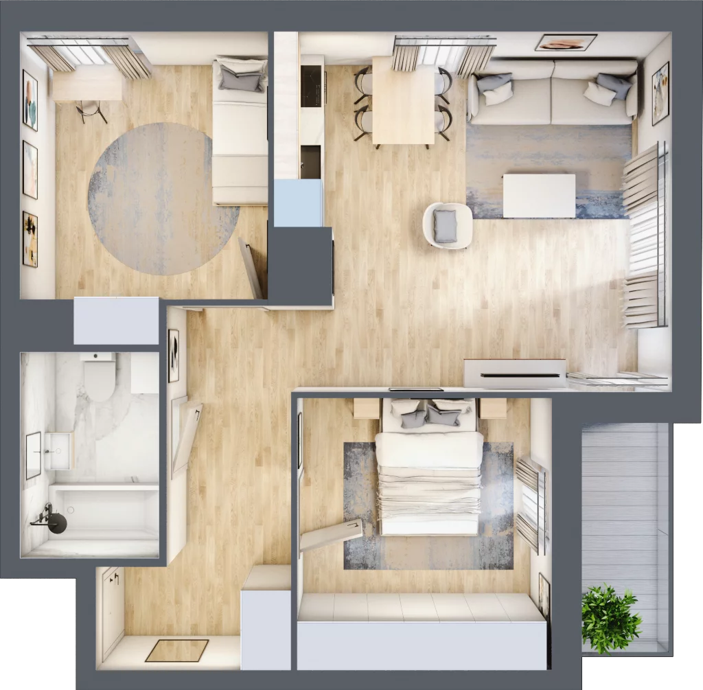3 pokoje, mieszkanie 55,97 m², piętro 12, oferta nr 2.A96, Niebieski Bursztyn II, Reda, ul. Bosmańska