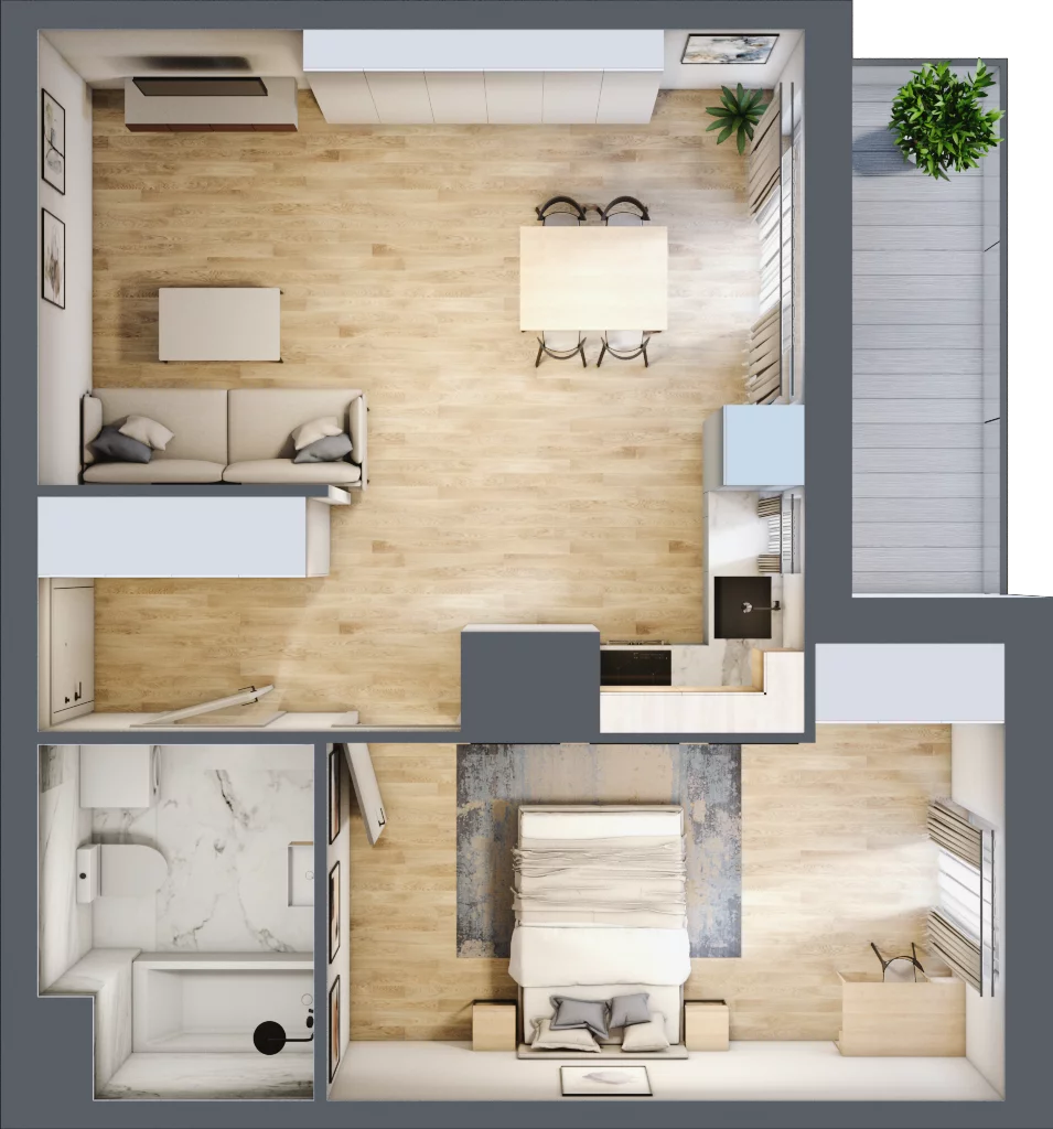 2 pokoje, mieszkanie 48,46 m², piętro 14, oferta nr 2.A114, Niebieski Bursztyn II, Reda, ul. Bosmańska