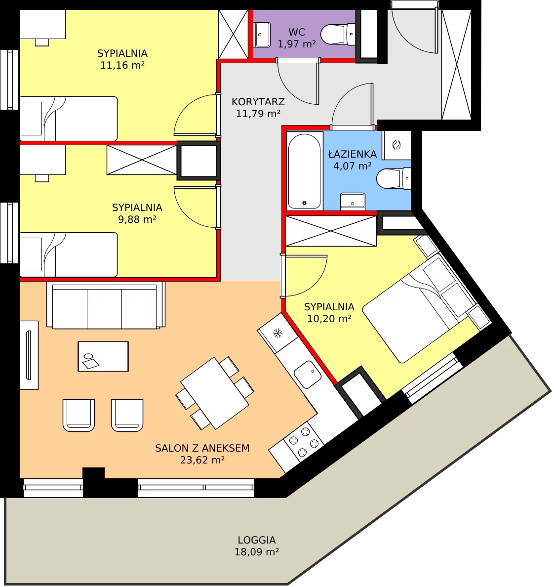 Zalety mieszkania 72.69 m², 2.A100