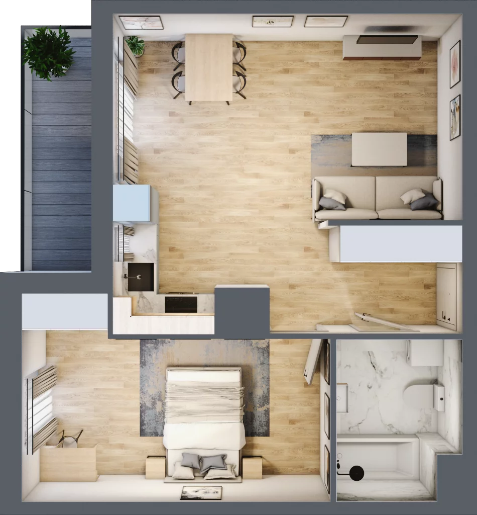 2 pokoje, mieszkanie 48,55 m², piętro 12, oferta nr 2.A92, Niebieski Bursztyn II, Reda, ul. Bosmańska