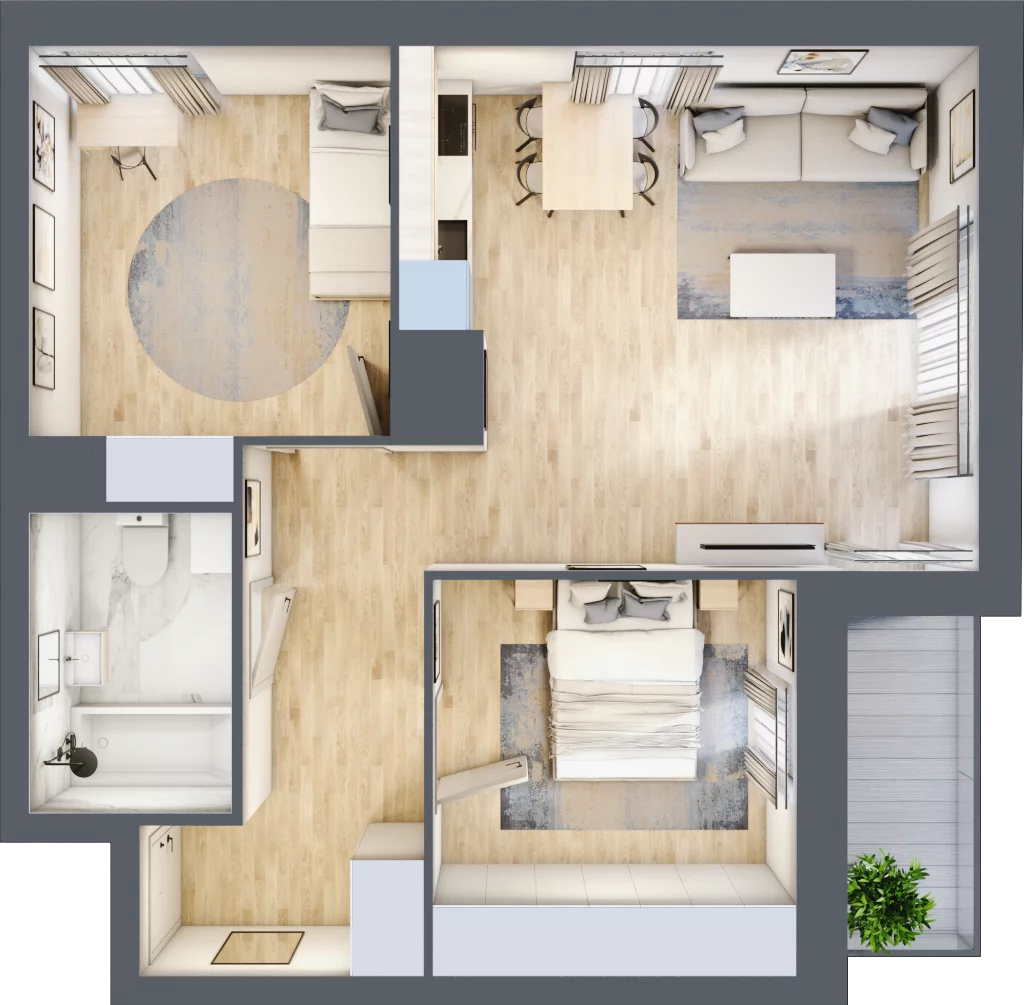 3 pokoje, mieszkanie 55,77 m², piętro 10, oferta nr 2.A78, Niebieski Bursztyn II, Reda, ul. Bosmańska