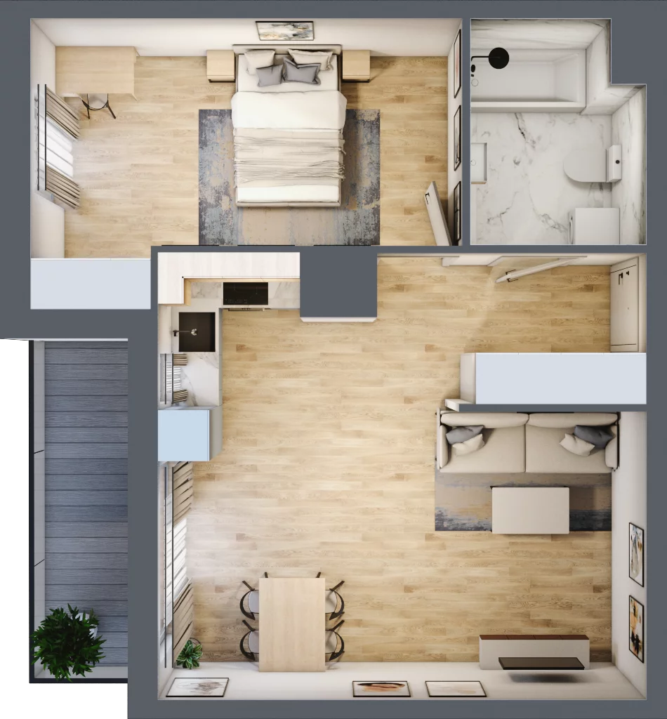 2 pokoje, mieszkanie 48,55 m², piętro 16, oferta nr 2.A128, Niebieski Bursztyn II, Reda, ul. Bosmańska