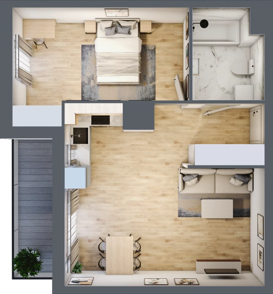 2 pokoje, mieszkanie 48,55 m², piętro 13, oferta nr 2.A102, Niebieski Bursztyn II, Reda, ul. Bosmańska