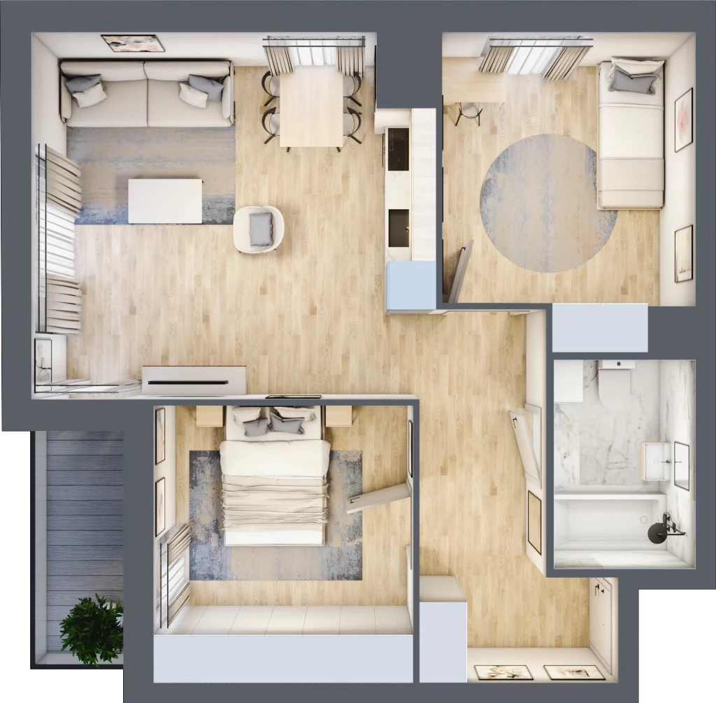 3 pokoje, mieszkanie 56,07 m², piętro 13, oferta nr 2.A104, Niebieski Bursztyn II, Reda, ul. Bosmańska