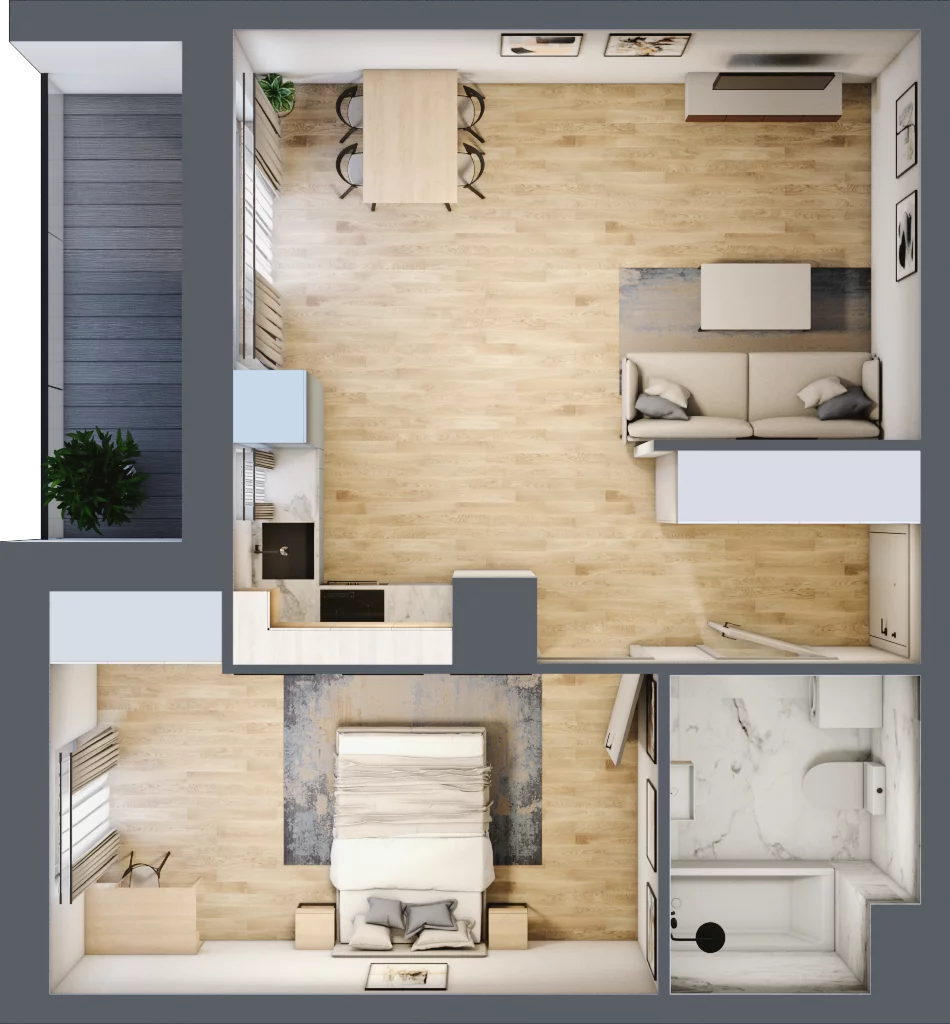2 pokoje, mieszkanie 47,61 m², piętro 4, oferta nr 2.A22, Niebieski Bursztyn II, Reda, ul. Bosmańska
