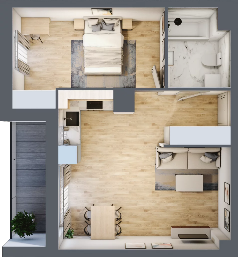 2 pokoje, mieszkanie 47,61 m², piętro 4, oferta nr 2.A21, Niebieski Bursztyn II, Reda, ul. Bosmańska
