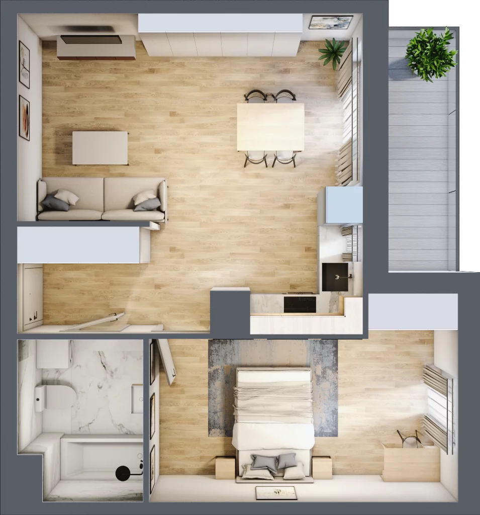 2 pokoje, mieszkanie 48,36 m², piętro 8, oferta nr 2.A62, Niebieski Bursztyn II, Reda, ul. Bosmańska
