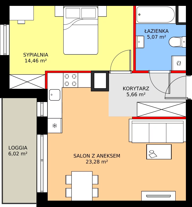 Zalety mieszkania 48.47 m², 2.A67