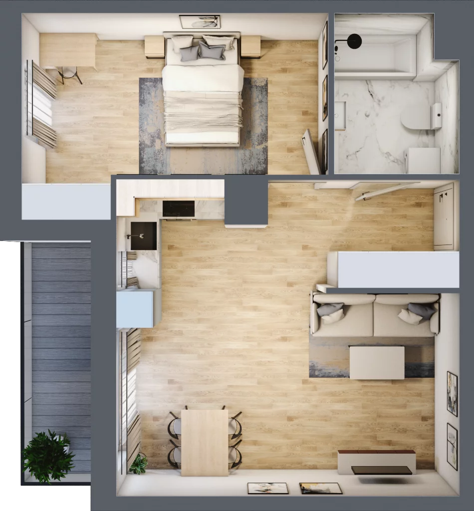 2 pokoje, mieszkanie 48,47 m², piętro 9, oferta nr 2.A67, Niebieski Bursztyn II, Reda, ul. Bosmańska