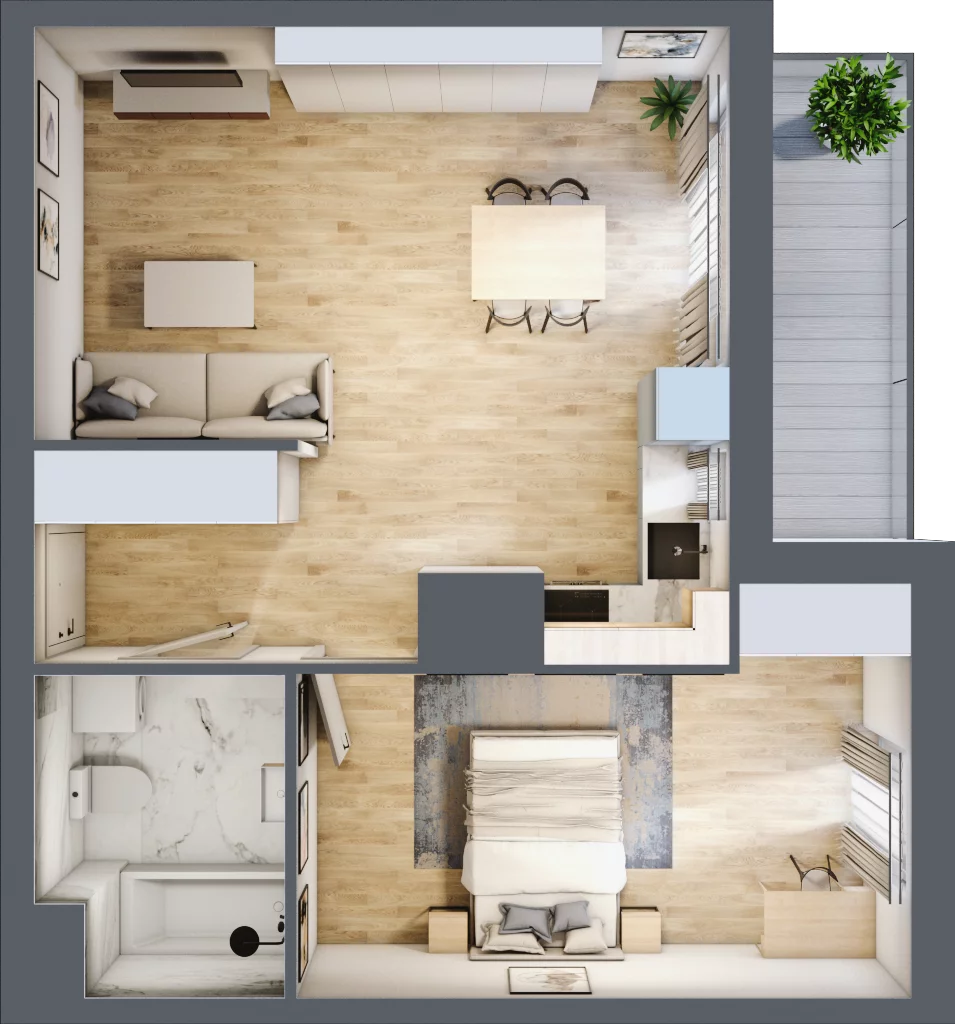 2 pokoje, mieszkanie 48,46 m², piętro 15, oferta nr 2.A123, Niebieski Bursztyn II, Reda, ul. Bosmańska