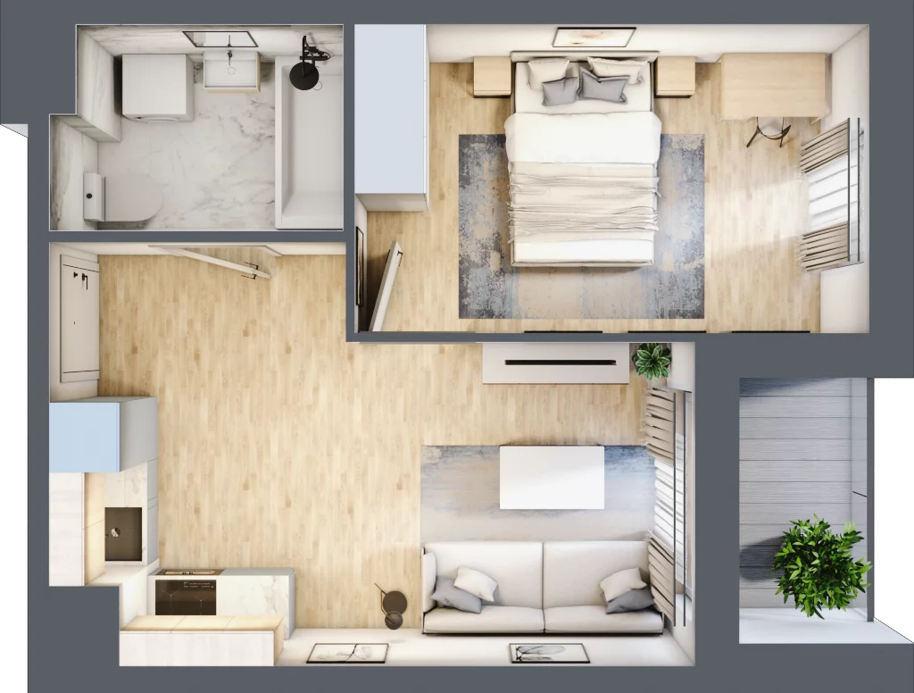 2 pokoje, mieszkanie 32,74 m², piętro 6, oferta nr 2.A45, Niebieski Bursztyn II, Reda, ul. Bosmańska
