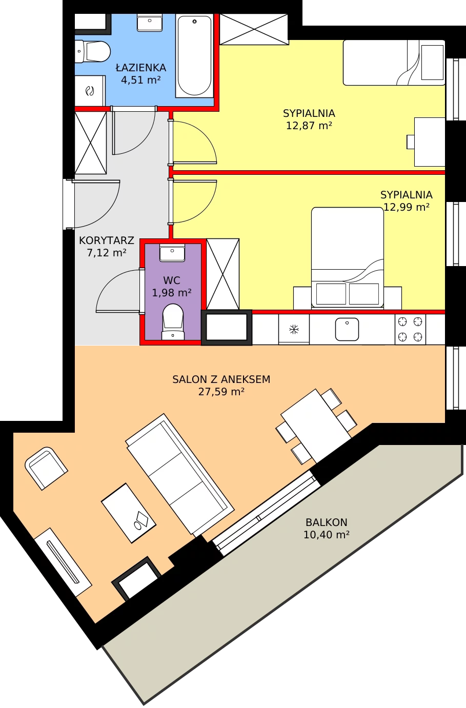 Zalety mieszkania 67.06 m², 2.A46