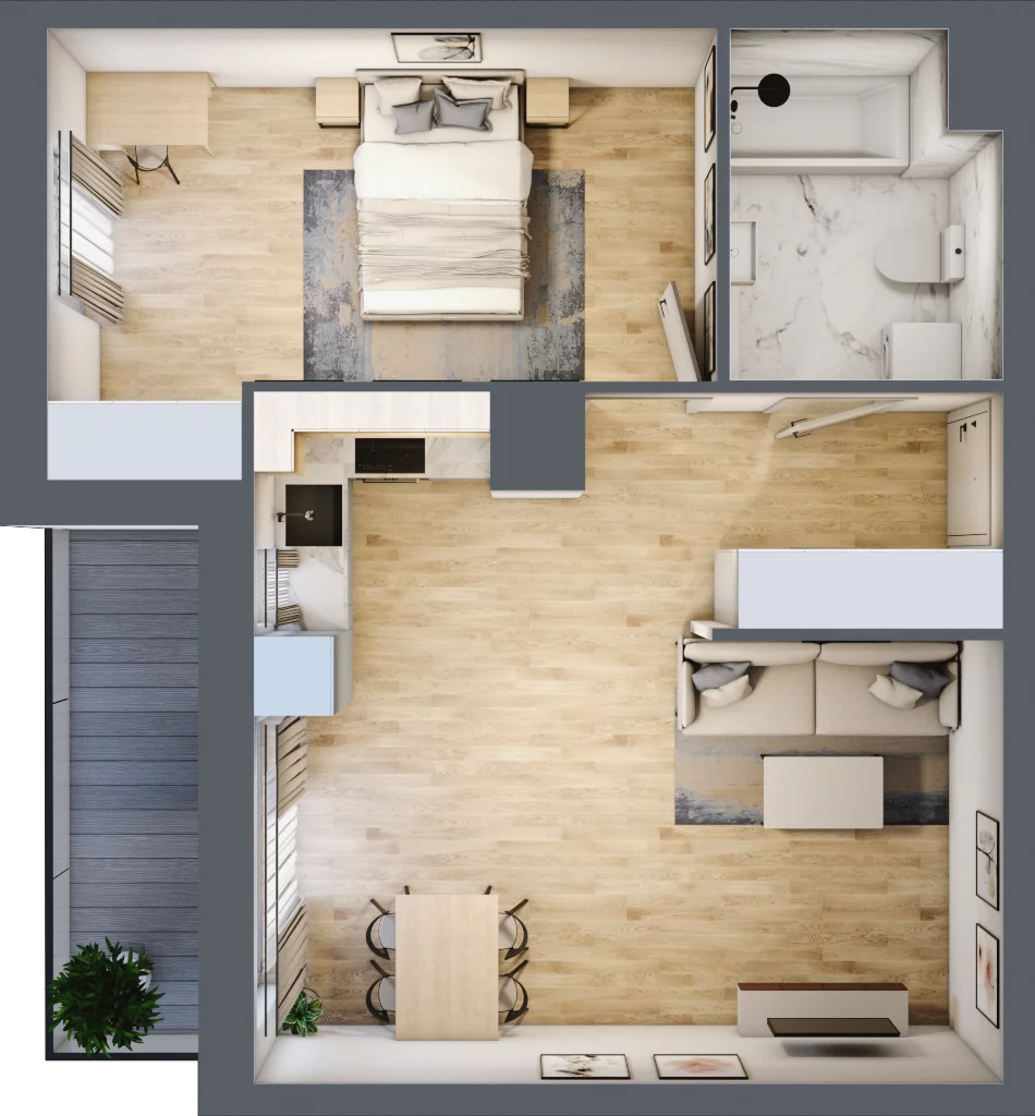 2 pokoje, mieszkanie 48,47 m², piętro 7, oferta nr 2.A49, Niebieski Bursztyn II, Reda, ul. Bosmańska