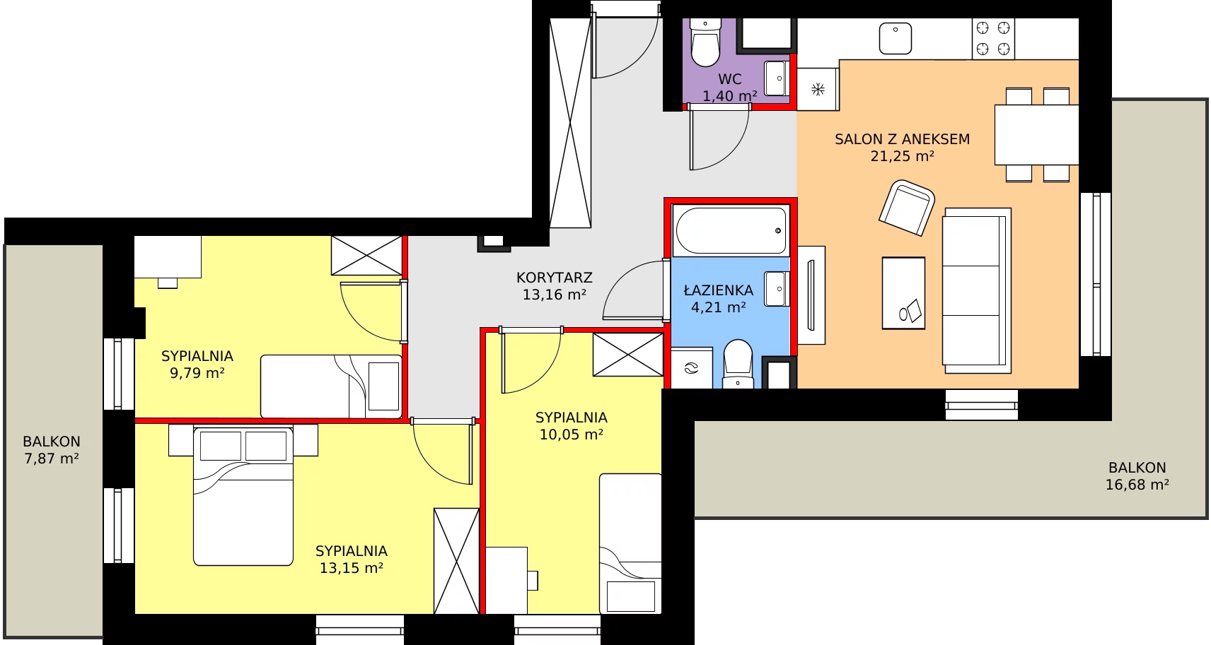 Zalety mieszkania 73.01 m², 2.A29