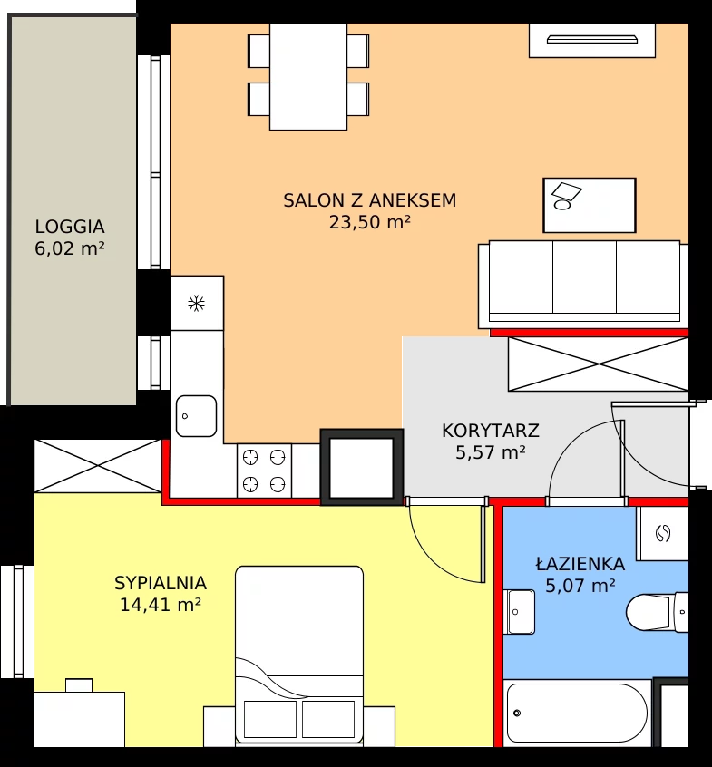 Zalety mieszkania 48.55 m², 2.A83