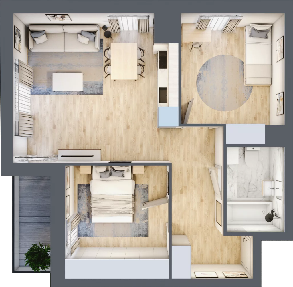 3 pokoje, mieszkanie 55,87 m², piętro 10, oferta nr 2.A77, Niebieski Bursztyn II, Reda, ul. Bosmańska