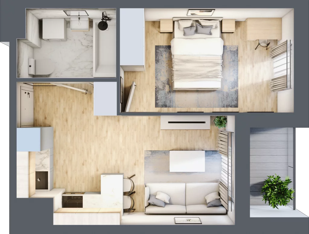 2 pokoje, mieszkanie 32,50 m², piętro 12, oferta nr 2.A98, Niebieski Bursztyn II, Reda, ul. Bosmańska