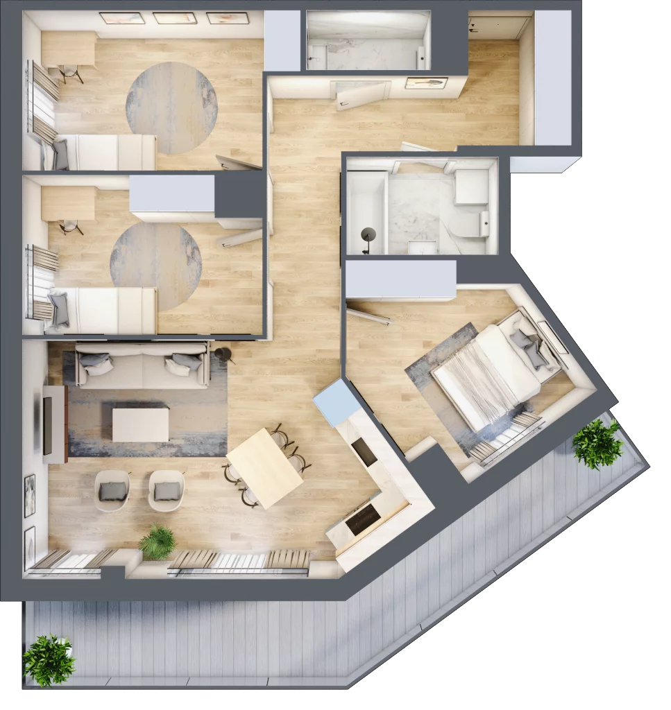 4 pokoje, mieszkanie 72,69 m², piętro 10, oferta nr 2.A73, Niebieski Bursztyn II, Reda, ul. Bosmańska