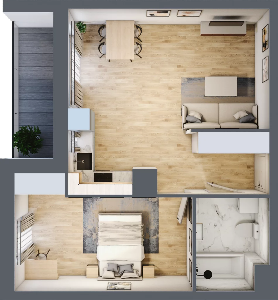 2 pokoje, mieszkanie 47,61 m², piętro 3, oferta nr 2.A13, Niebieski Bursztyn II, Reda, ul. Bosmańska