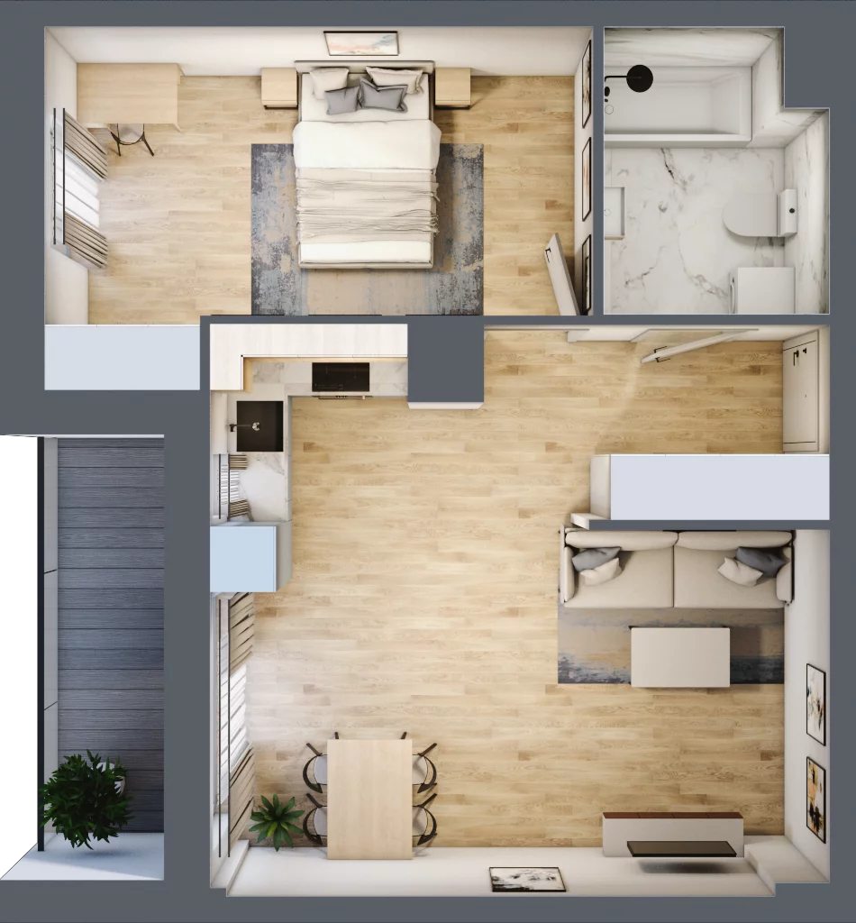 2 pokoje, mieszkanie 47,55 m², piętro 2, oferta nr 2.A3, Niebieski Bursztyn II, Reda, ul. Bosmańska