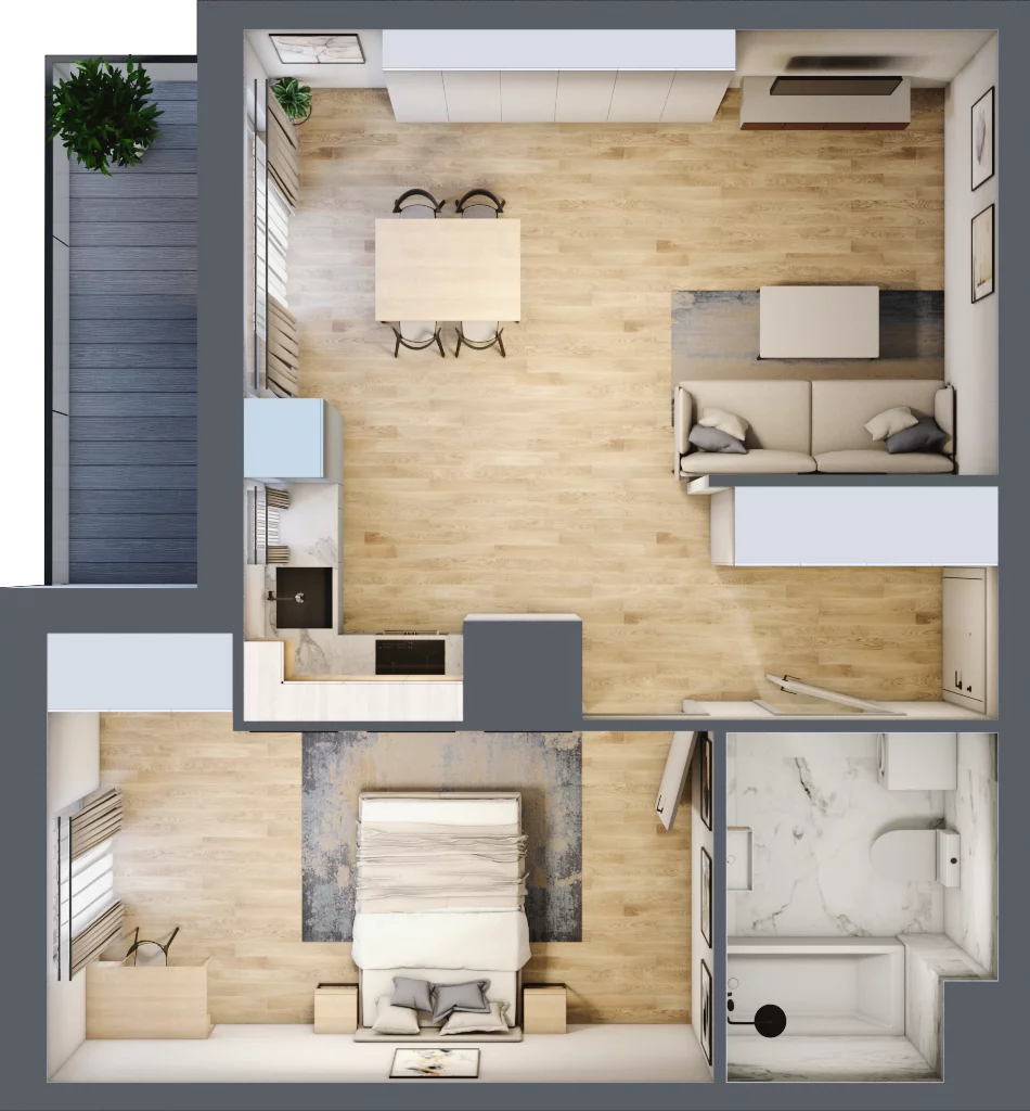 2 pokoje, mieszkanie 48,55 m², piętro 12, oferta nr 2.A94, Niebieski Bursztyn II, Reda, ul. Bosmańska