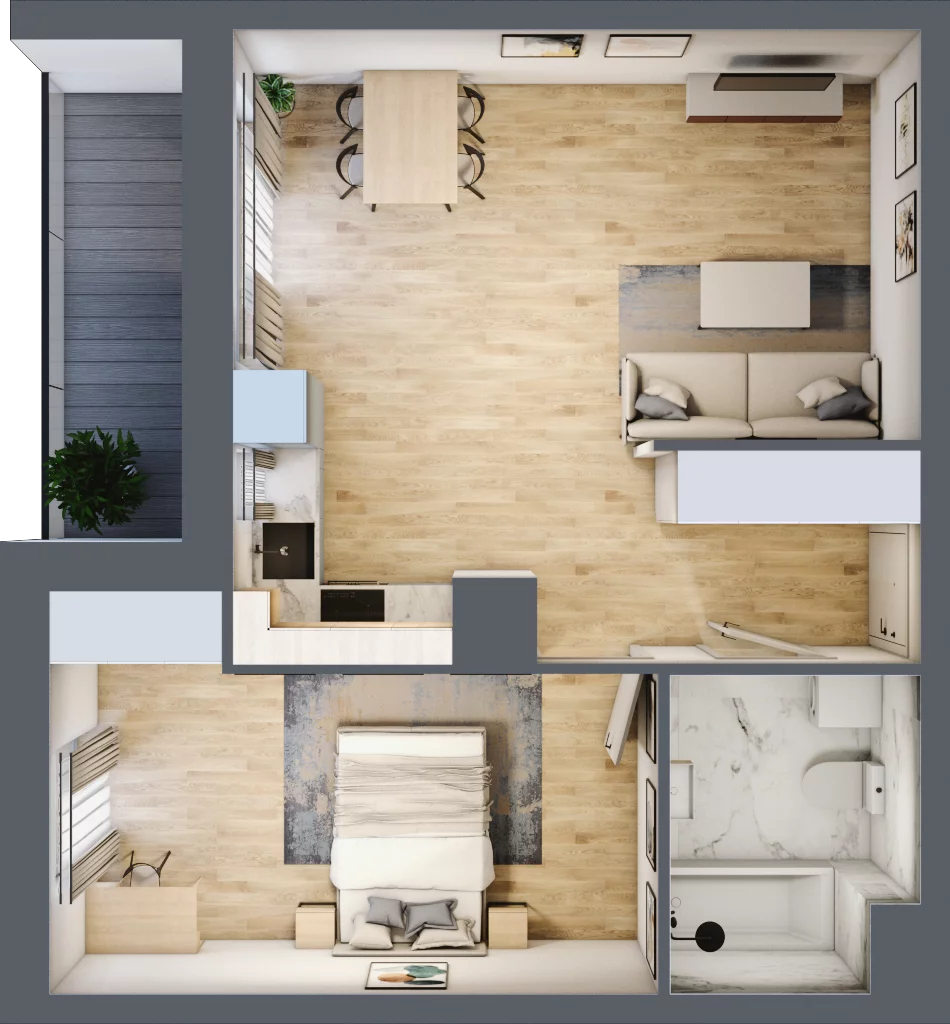 2 pokoje, mieszkanie 47,61 m², piętro 2, oferta nr 2.A4, Niebieski Bursztyn II, Reda, ul. Bosmańska