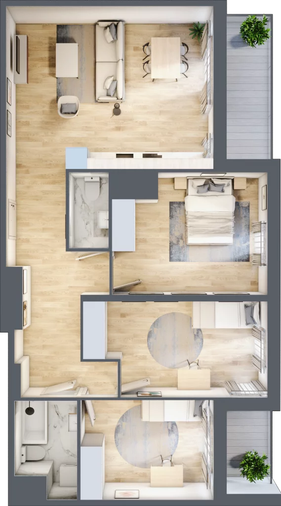 4 pokoje, mieszkanie 80,54 m², piętro 13, oferta nr 2.A106, Niebieski Bursztyn II, Reda, ul. Bosmańska