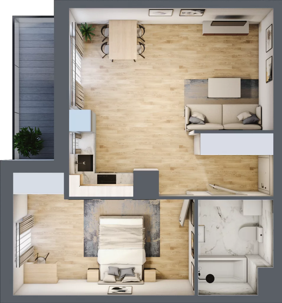 2 pokoje, mieszkanie 48,42 m², piętro 8, oferta nr 2.A57, Niebieski Bursztyn II, Reda, ul. Bosmańska