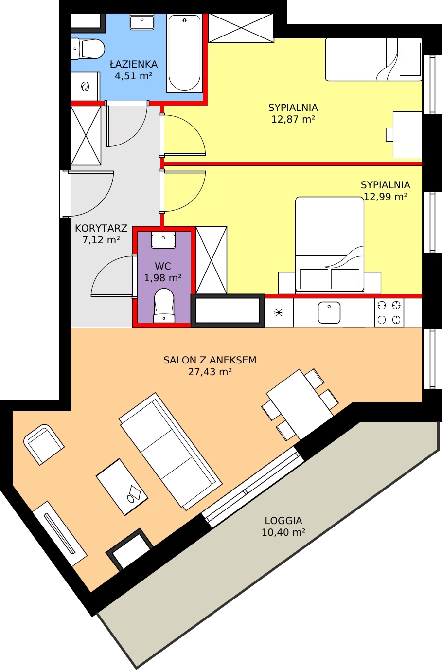 Zalety mieszkania 66.9 m², 2.A99