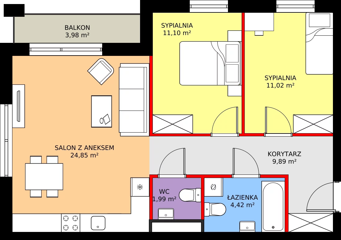 Zalety mieszkania 63.27 m², 2.B12