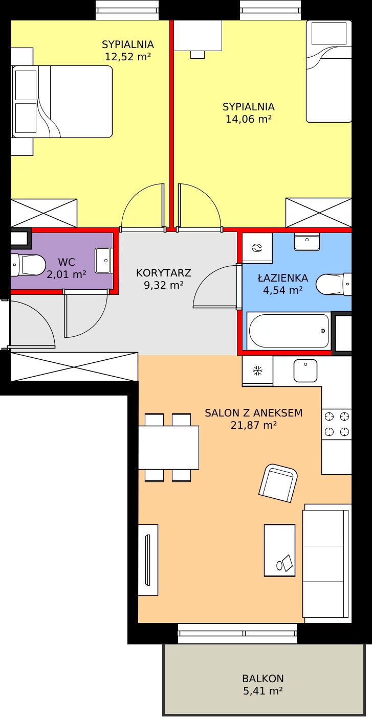 Zalety mieszkania 64.32 m², 2.B10