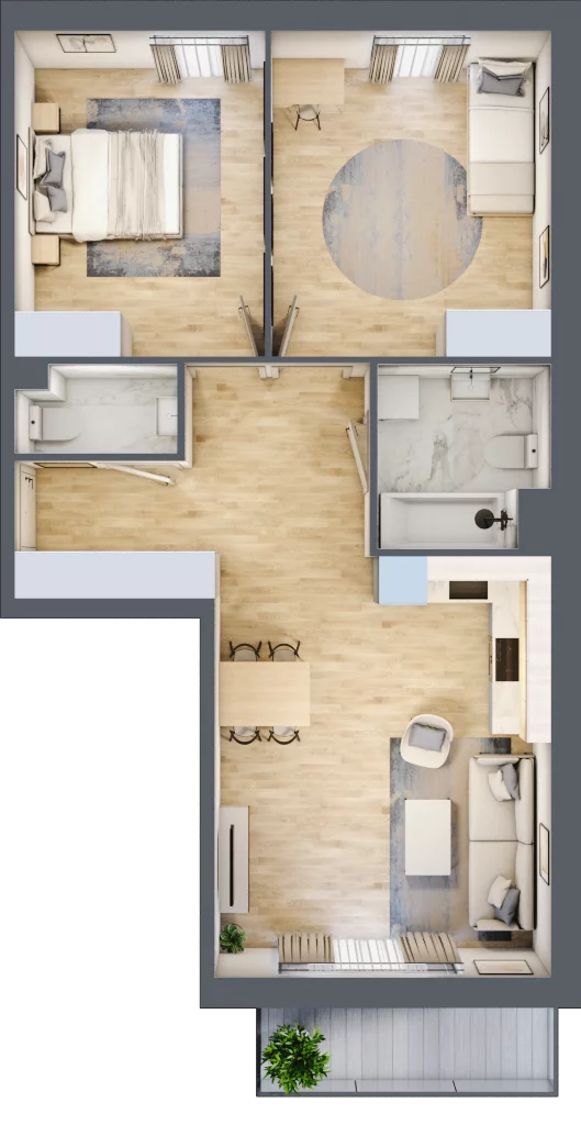 3 pokoje, mieszkanie 64,32 m², piętro 2, oferta nr 2.B1, Niebieski Bursztyn II, Reda, ul. Bosmańska